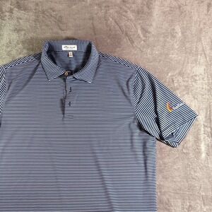 Peter Millar Summer Comfort Polo Shirt Blue Stripe SunCap Golf Mens L